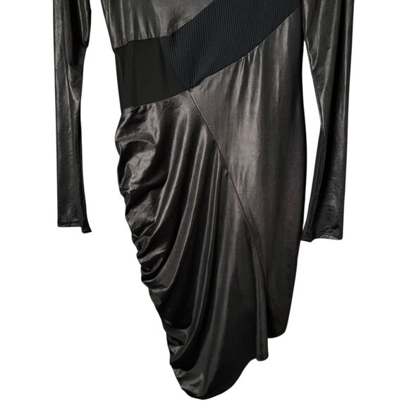 Bebe Addiction Womens Y2K Black Bandage Ruched Bodycon Long Sleeve Dress Medium - Picture 3 of 11